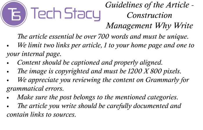 Construction Management Why Write for Us Guidelines 